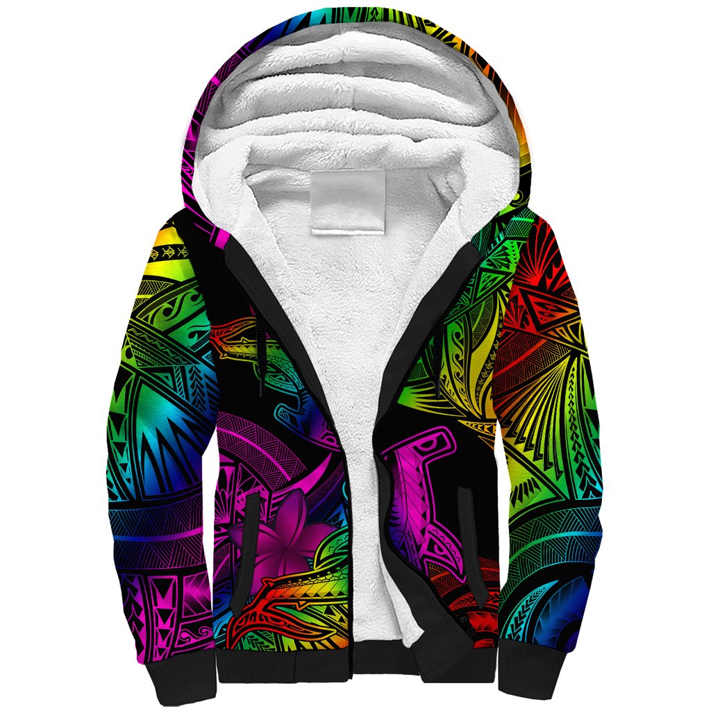 LGBT History Month Sherpa Hoodie Polynesian Hammerhead Shark LT01 Unisex Rainbow - Polynesian Pride