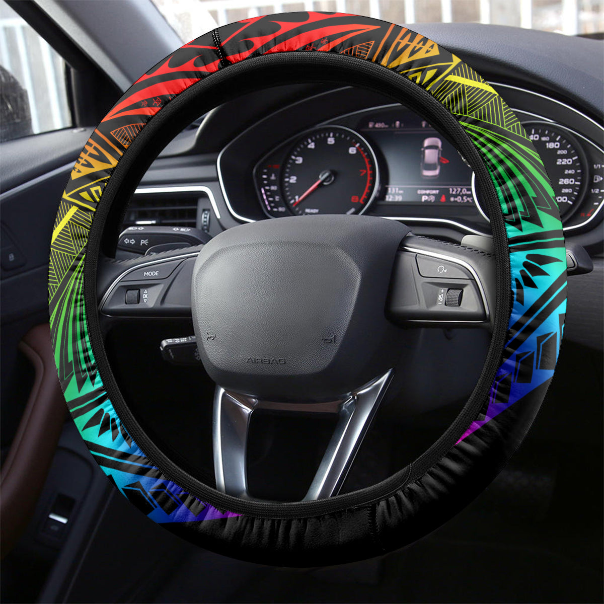 LGBT History Month Steering Wheel Cover Polynesian Hammerhead Shark LT01 - Polynesian Pride