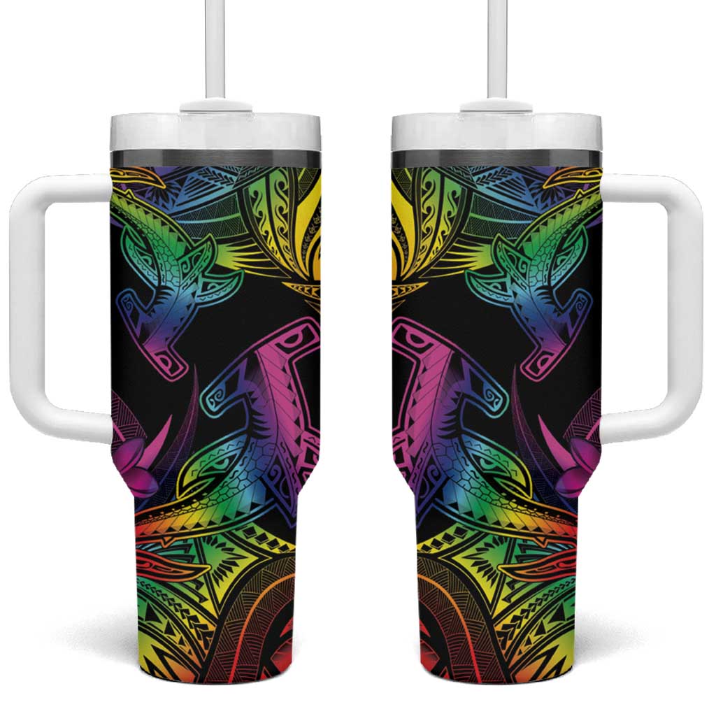 LGBT History Month Tumbler With Handle Polynesian Hammerhead Shark