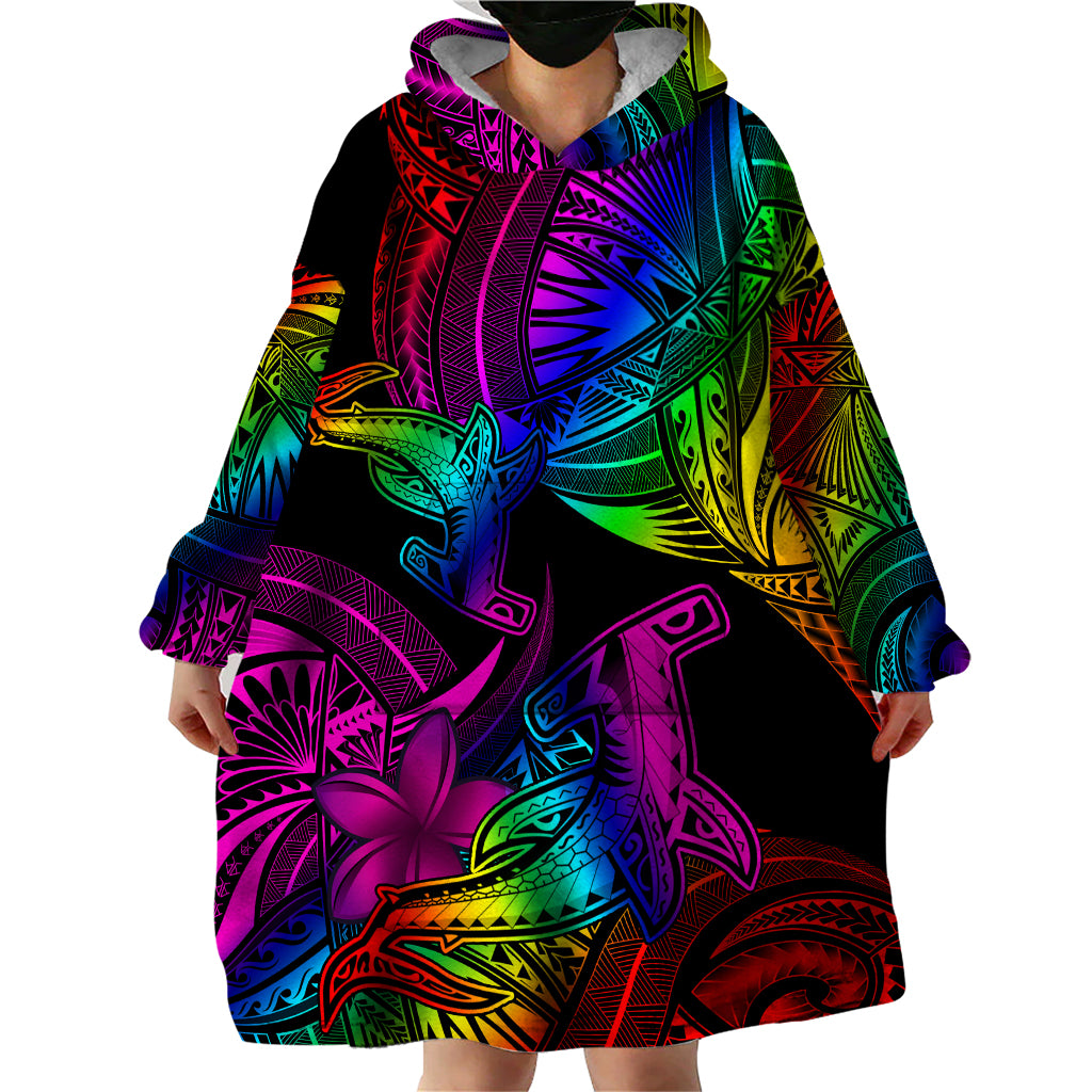 LGBT History Month Wearable Blanket Hoodie Polynesian Hammerhead Shark LT01 - Polynesian Pride