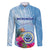 Micronesia Culture Day Family Matching Short Sleeve Bodycon Dress and Hawaiian Shirt Tribal Pattern Tropical Style LT01 Dad's Shirt - Long Sleeve Blue - Polynesian Pride