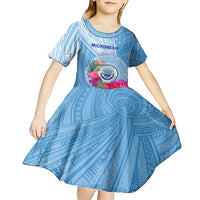 Micronesia Culture Day Kid Short Sleeve Dress Tribal Pattern Tropical Style LT01 - Polynesian Pride
