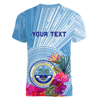 Micronesia Culture Day Women V Neck T Shirt Tribal Pattern Tropical Style LT01 - Polynesian Pride