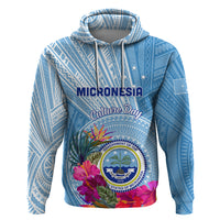 Micronesia Culture Day Zip Hoodie Tribal Pattern Tropical Style LT01 Pullover Hoodie Blue - Polynesian Pride