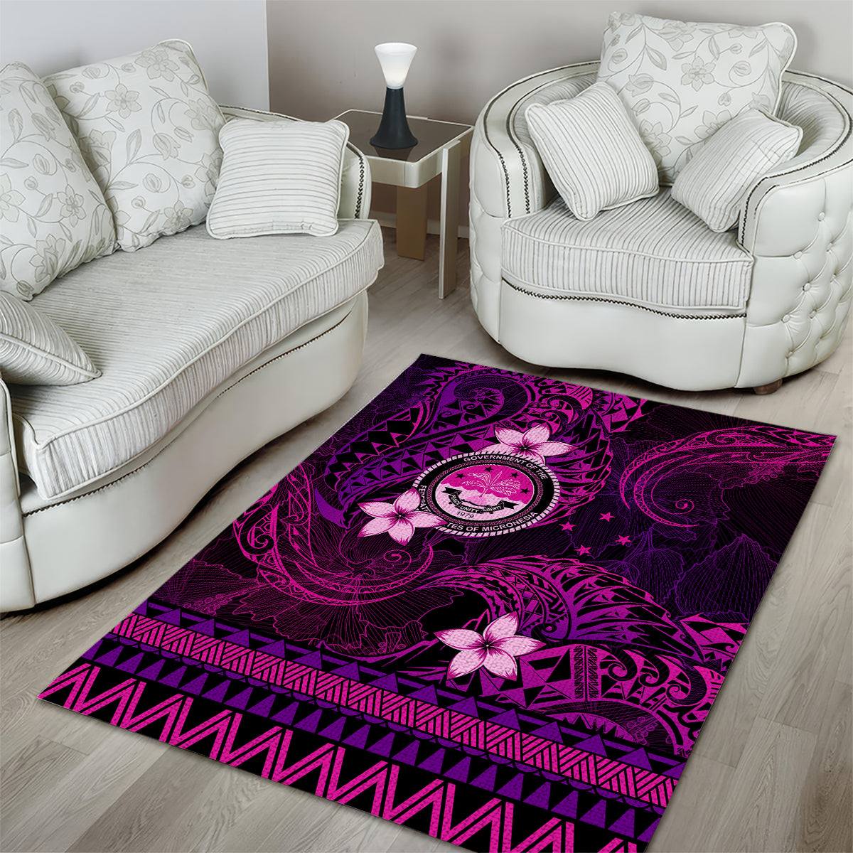 FSM Culture Day Area Rug Tribal Pattern Pink Version LT01 - Polynesian Pride