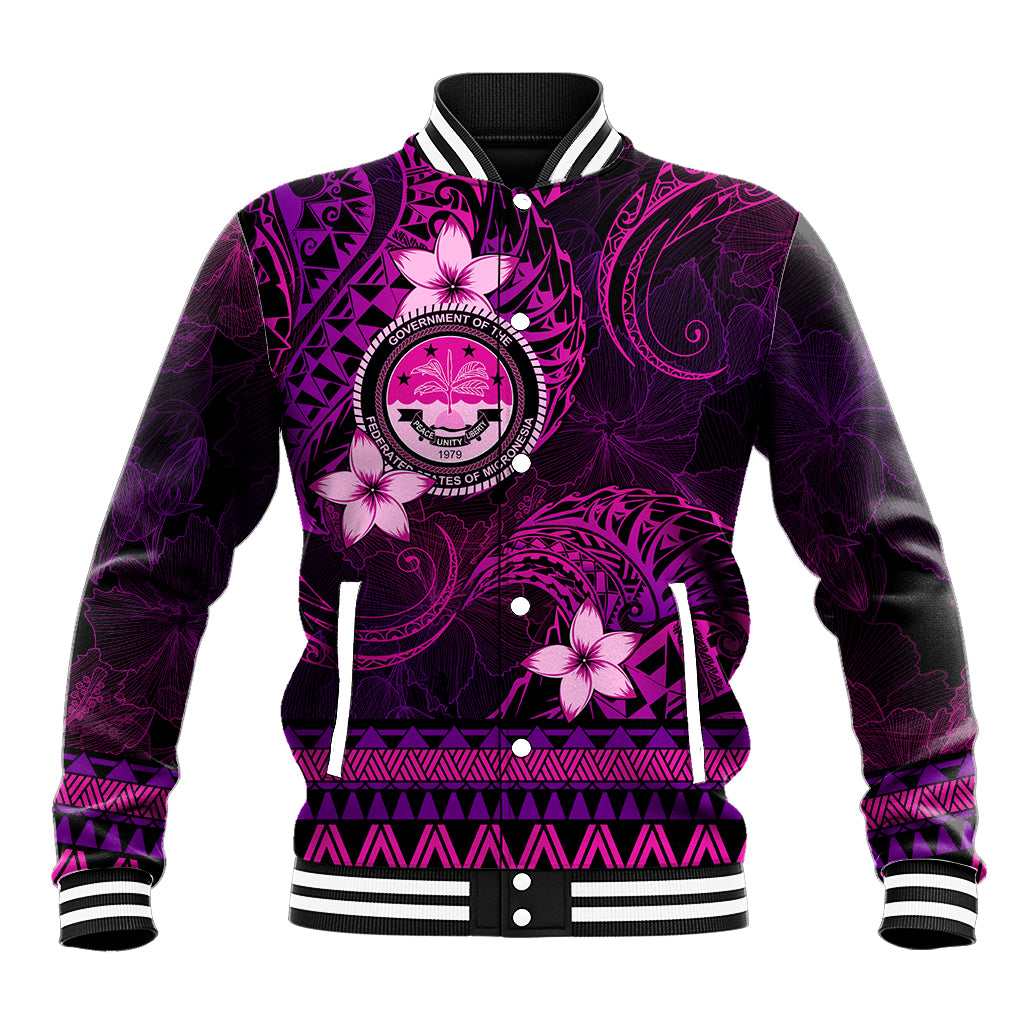 FSM Culture Day Baseball Jacket Tribal Pattern Pink Version LT01 Unisex Pink - Polynesian Pride