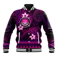 FSM Culture Day Baseball Jacket Tribal Pattern Pink Version LT01 Unisex Pink - Polynesian Pride