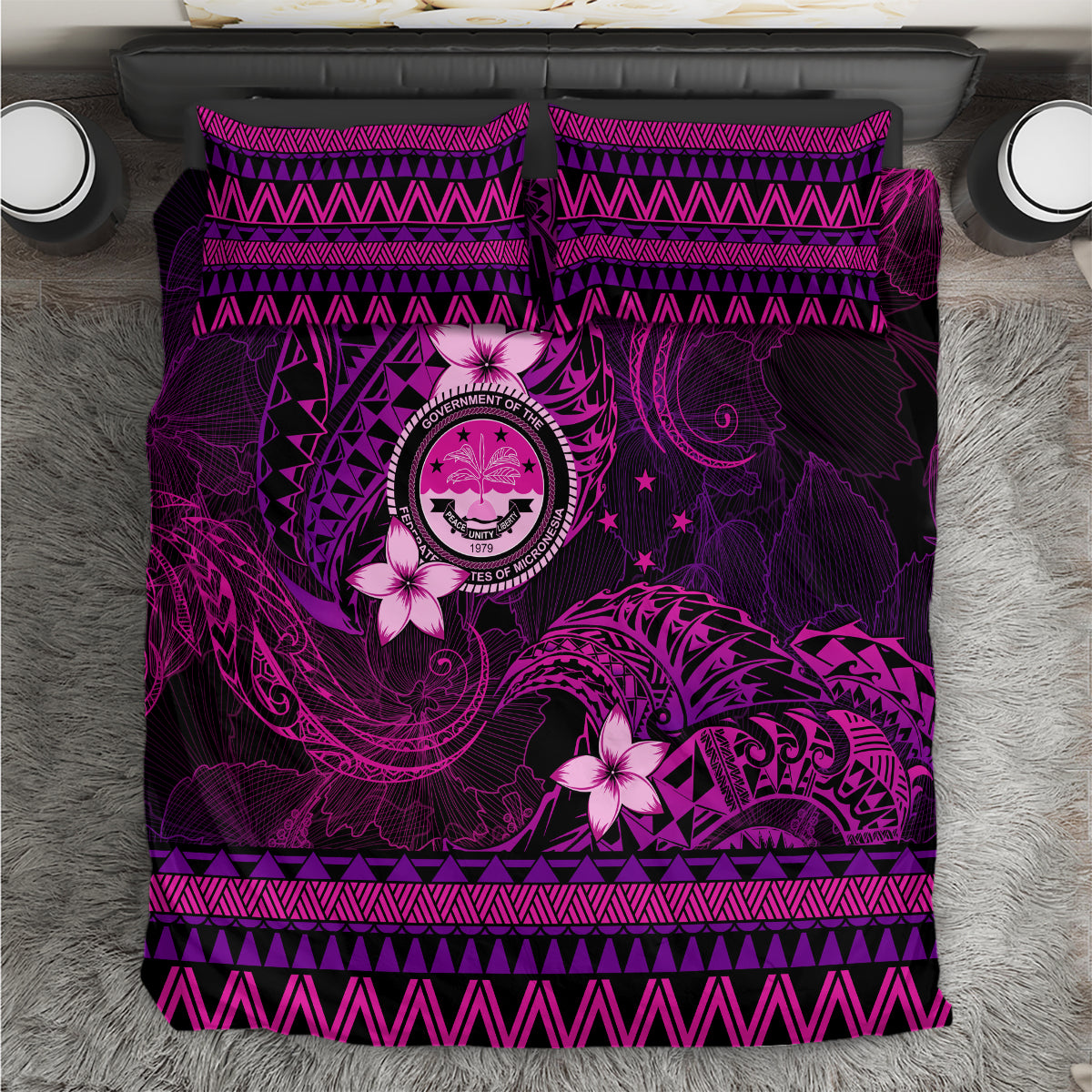 FSM Culture Day Bedding Set Tribal Pattern Pink Version LT01 Pink - Polynesian Pride