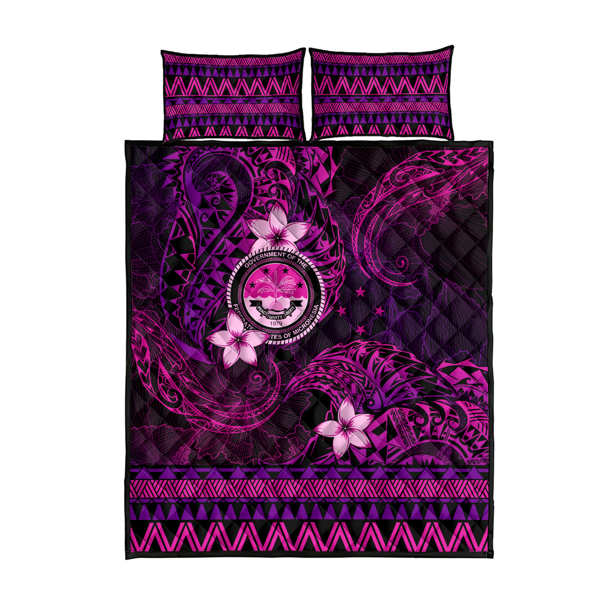 FSM Culture Day Quilt Bed Set Tribal Pattern Pink Version LT01 - Polynesian Pride
