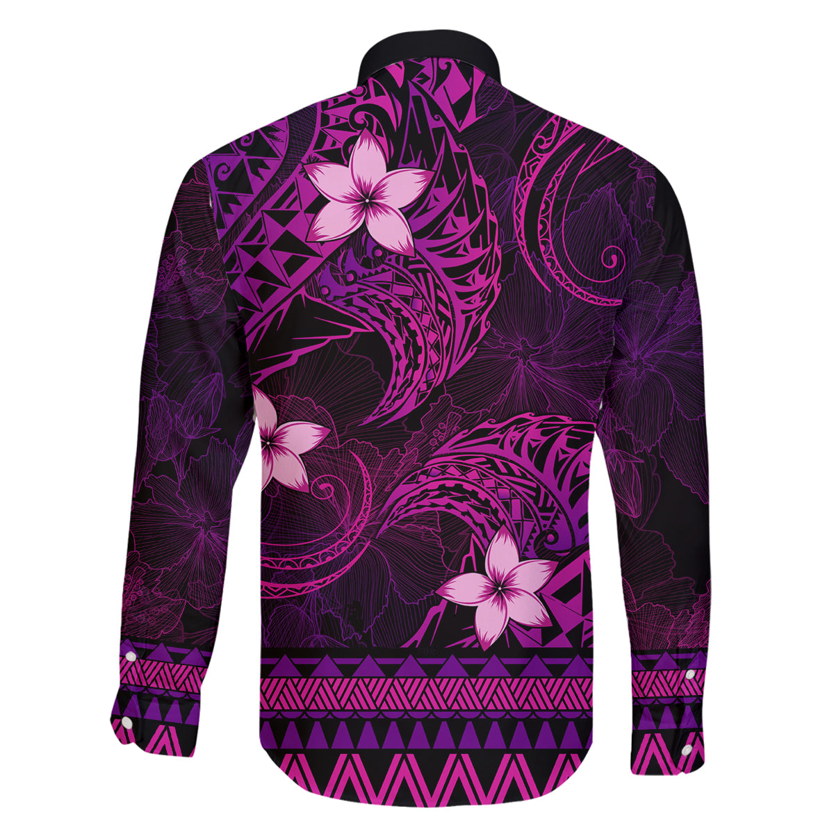 FSM Chuuk State Family Matching Long Sleeve Bodycon Dress and Hawaiian Shirt Tribal Pattern Pink Version LT01 - Polynesian Pride