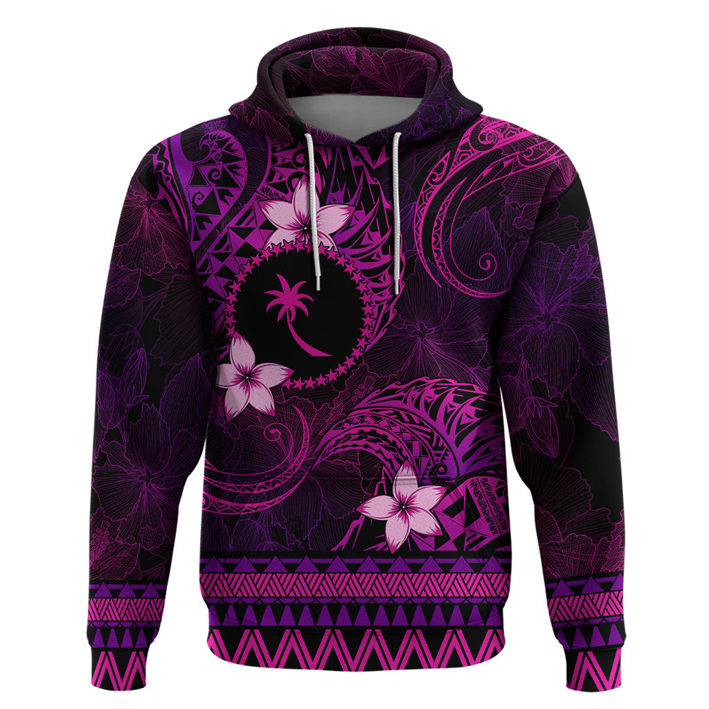 FSM Chuuk State Hoodie Tribal Pattern Pink Version LT01 Pullover Hoodie Pink - Polynesian Pride