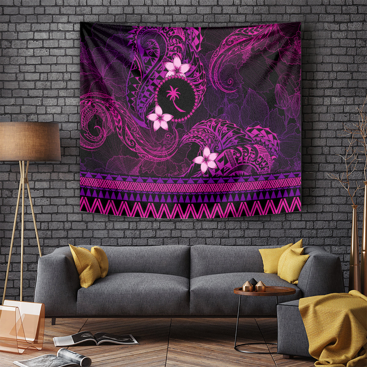 FSM Chuuk State Tapestry Tribal Pattern Pink Version LT01 - Polynesian Pride