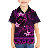 FSM Kosrae State Family Matching Short Sleeve Bodycon Dress and Hawaiian Shirt Tribal Pattern Pink Version LT01 Son's Shirt Pink - Polynesian Pride