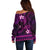 FSM Kosrae State Off Shoulder Sweater Tribal Pattern Pink Version LT01 - Polynesian Pride