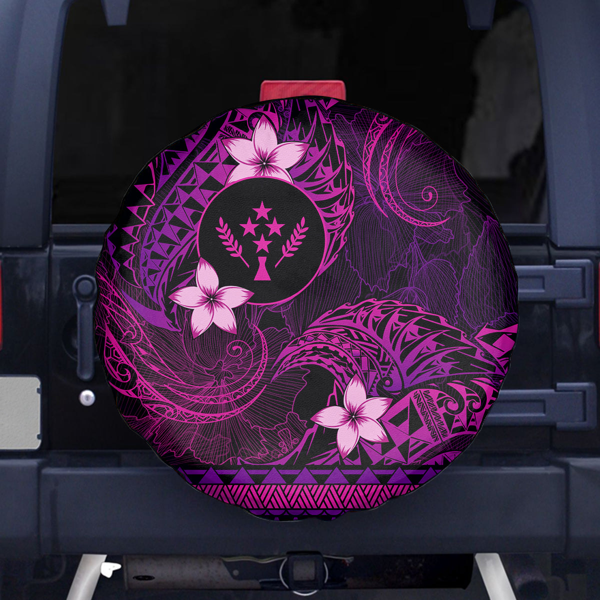 FSM Kosrae State Spare Tire Cover Tribal Pattern Pink Version LT01 - Polynesian Pride