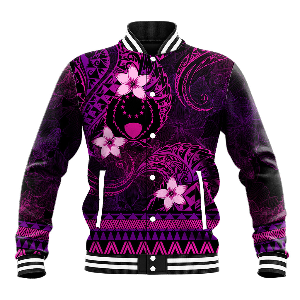 FSM Pohnpei State Baseball Jacket Tribal Pattern Pink Version LT01 Unisex Pink - Polynesian Pride