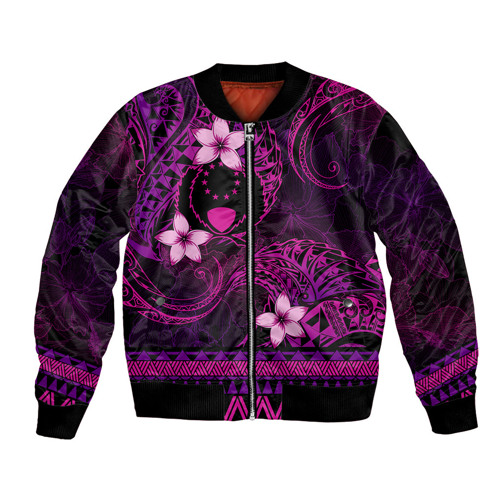 FSM Pohnpei State Bomber Jacket Tribal Pattern Pink Version LT01 Unisex Pink - Polynesian Pride