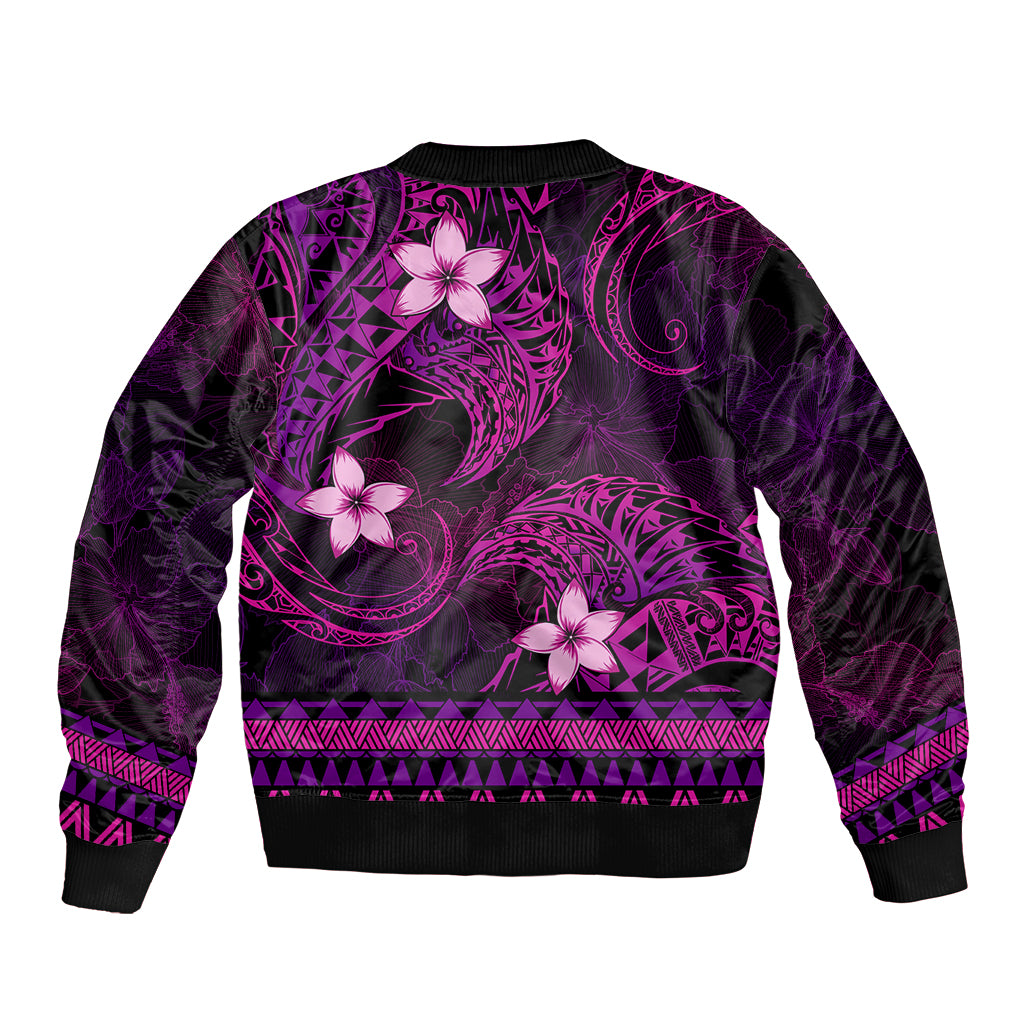 FSM Pohnpei State Sleeve Zip Bomber Jacket Tribal Pattern Pink Version LT01 - Polynesian Pride