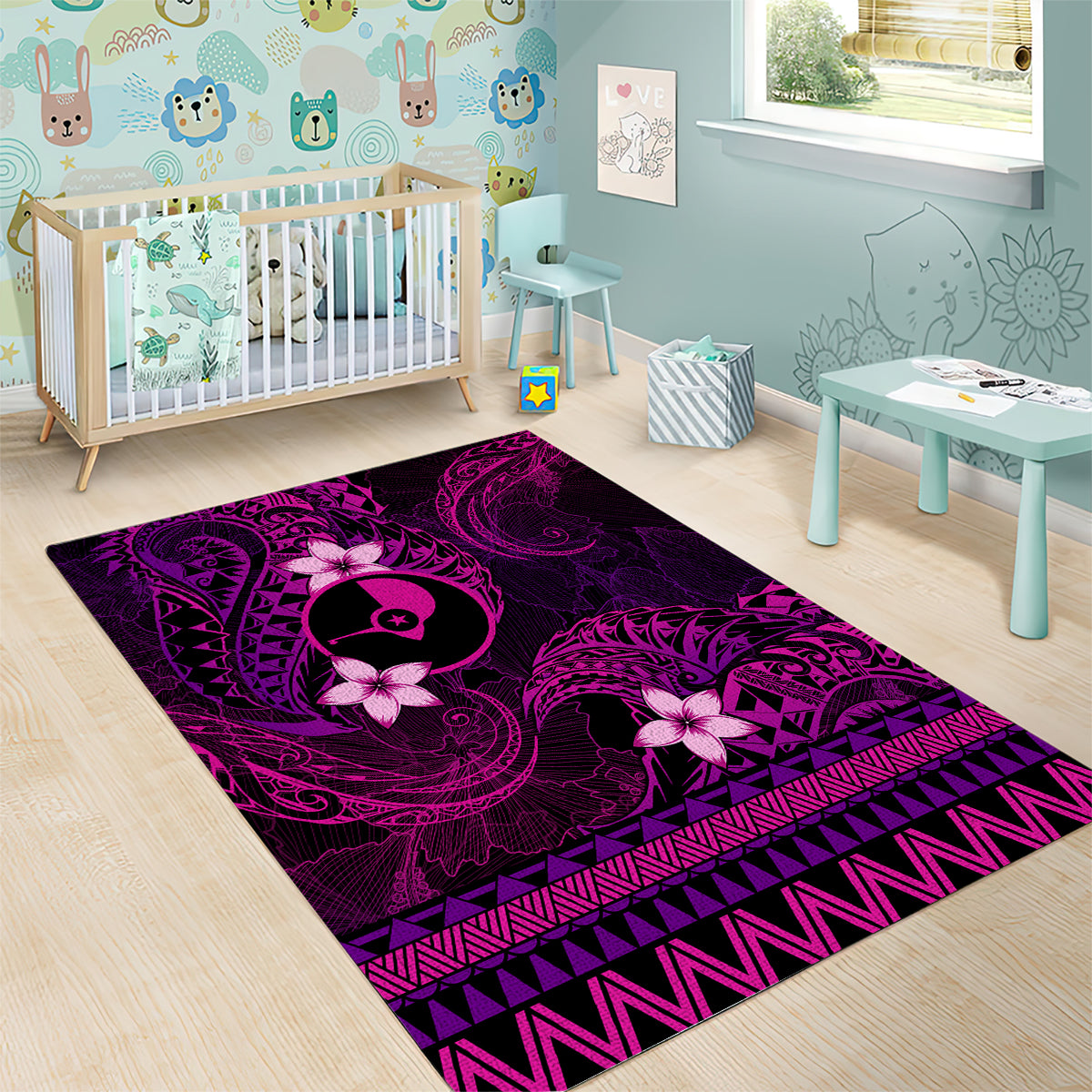 FSM Yap State Area Rug Tribal Pattern Pink Version LT01 - Polynesian Pride