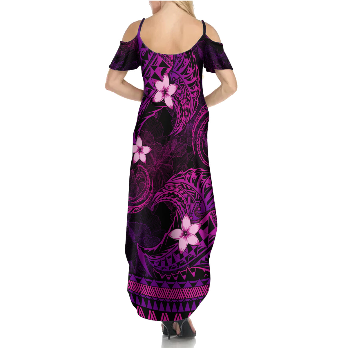 FSM Yap State Summer Maxi Dress Tribal Pattern Pink Version LT01 - Polynesian Pride