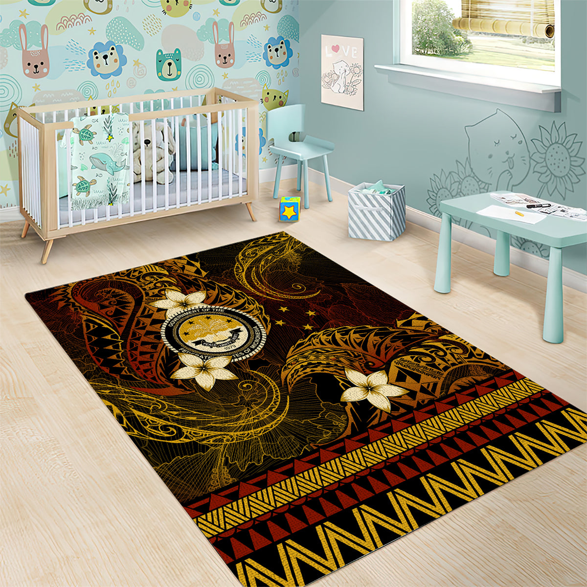 FSM Culture Day Area Rug Tribal Pattern Gold Version LT01 - Polynesian Pride