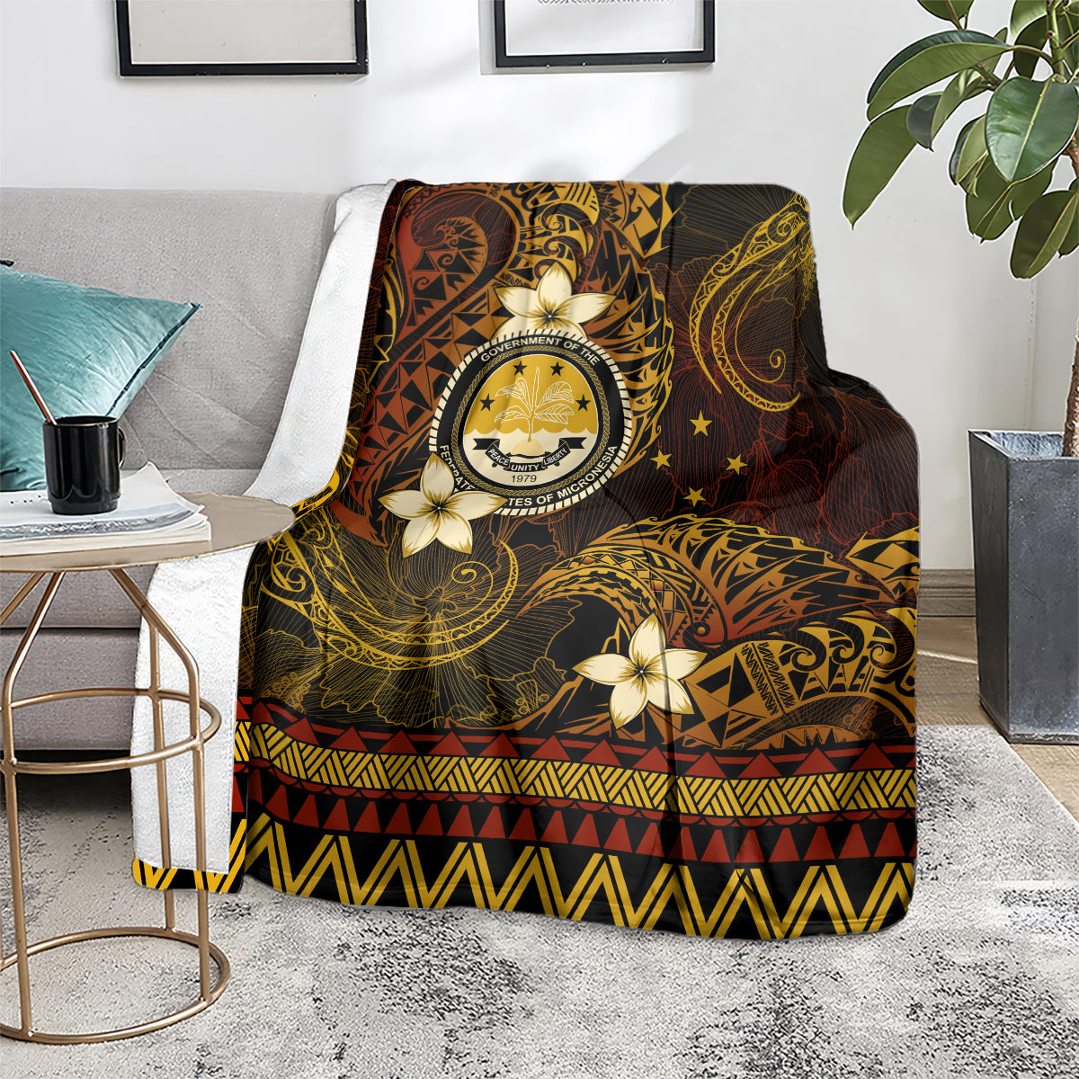 FSM Culture Day Blanket Tribal Pattern Gold Version LT01 - Polynesian Pride