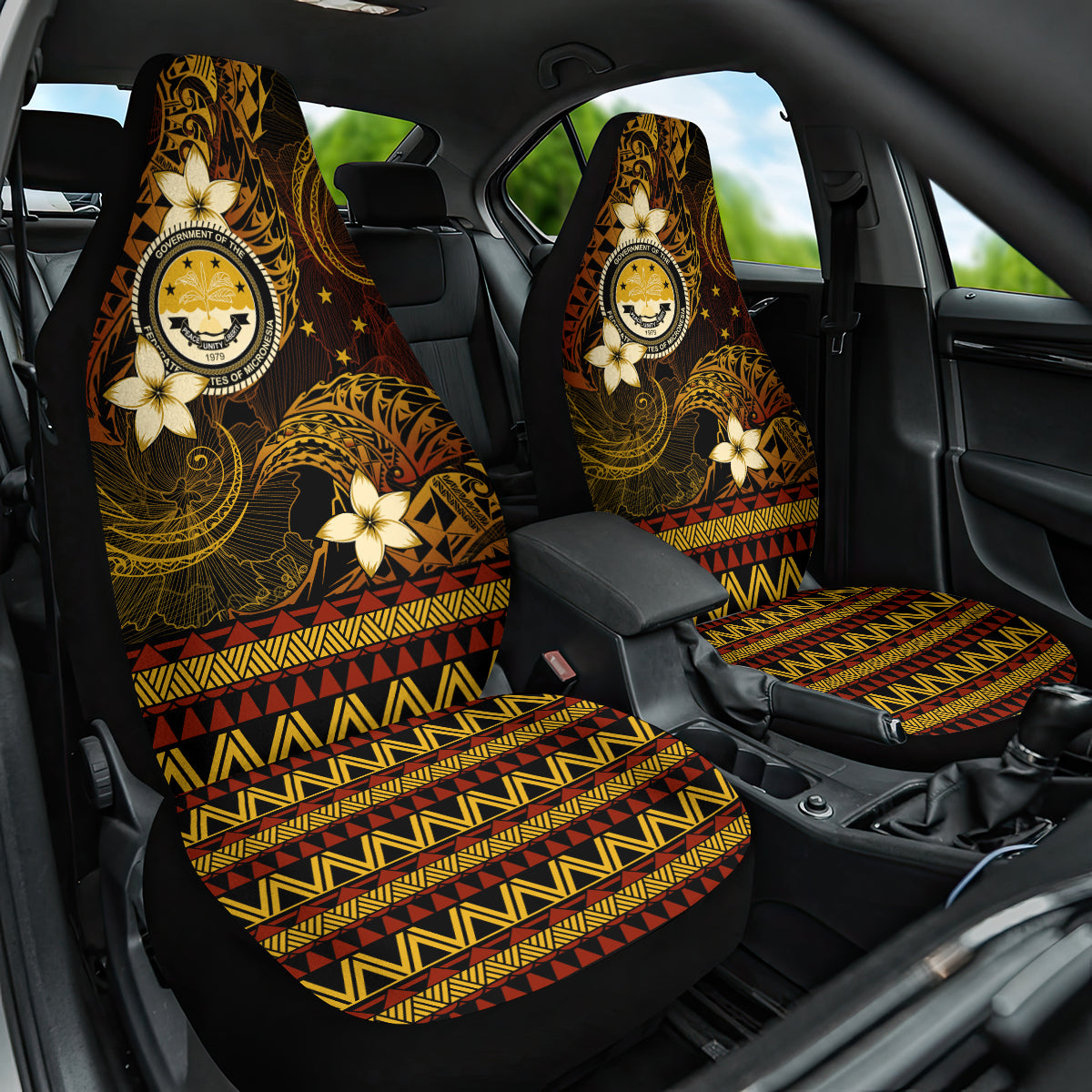 FSM Culture Day Car Seat Cover Tribal Pattern Gold Version LT01 One Size Gold - Polynesian Pride