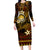FSM Culture Day Family Matching Long Sleeve Bodycon Dress and Hawaiian Shirt Tribal Pattern Gold Version LT01 Mom's Dress Gold - Polynesian Pride