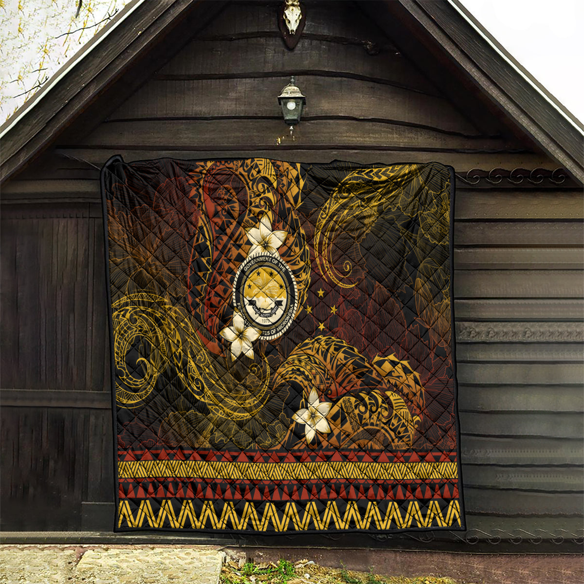 FSM Culture Day Quilt Tribal Pattern Gold Version LT01 - Polynesian Pride