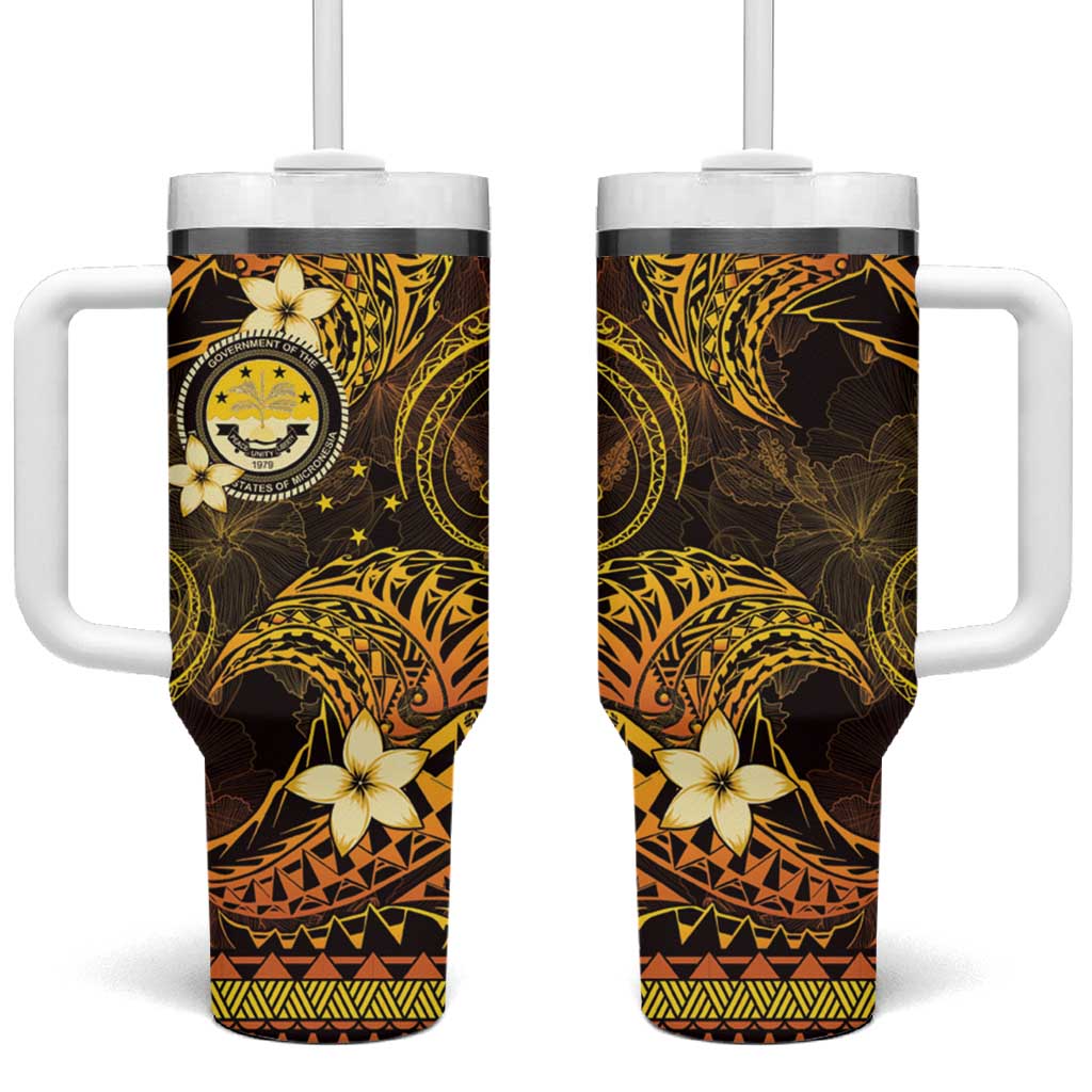 FSM Culture Day Tumbler With Handle Tribal Pattern Gold Version