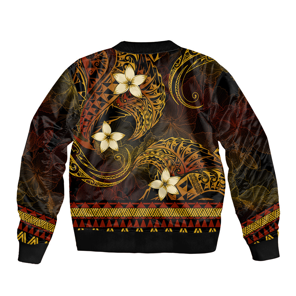 FSM Chuuk State Bomber Jacket Tribal Pattern Gold Version LT01 - Polynesian Pride