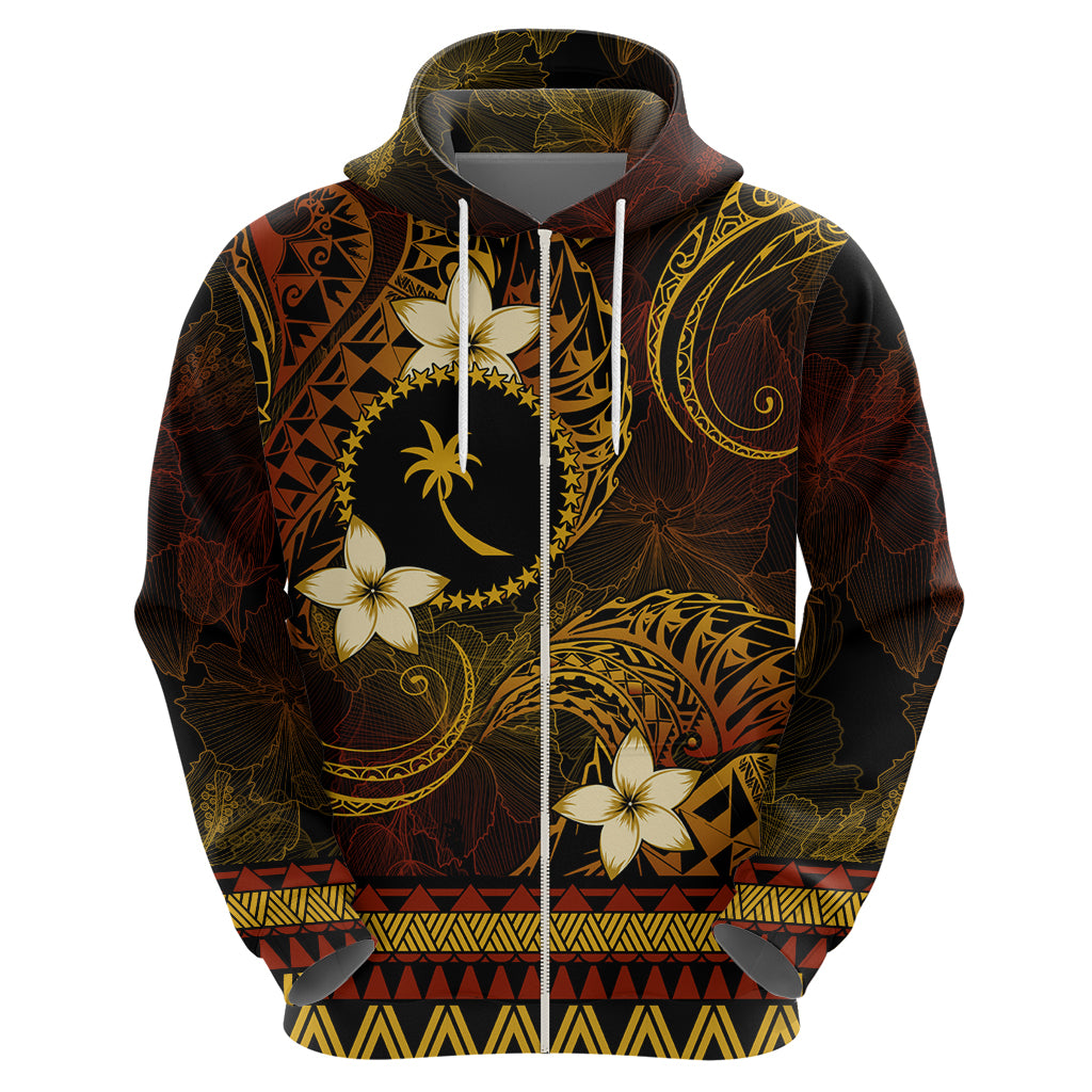 FSM Chuuk State Hoodie Tribal Pattern Gold Version LT01 - Polynesian Pride