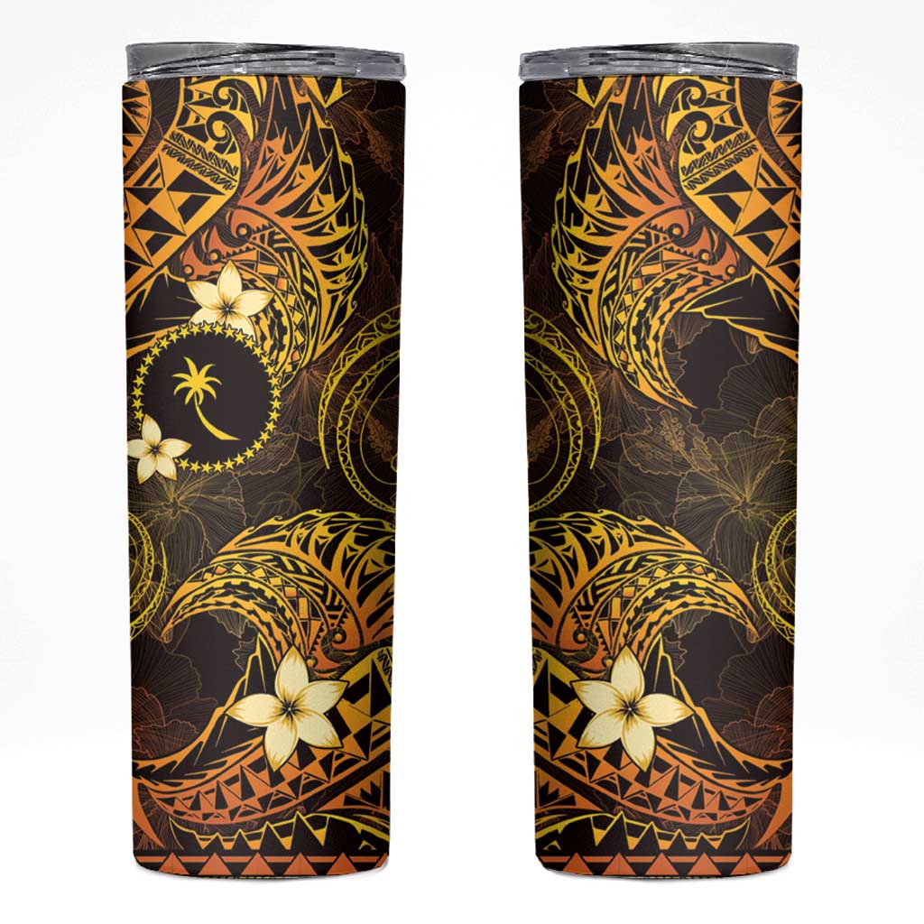 FSM Chuuk State Skinny Tumbler Tribal Pattern Gold Version