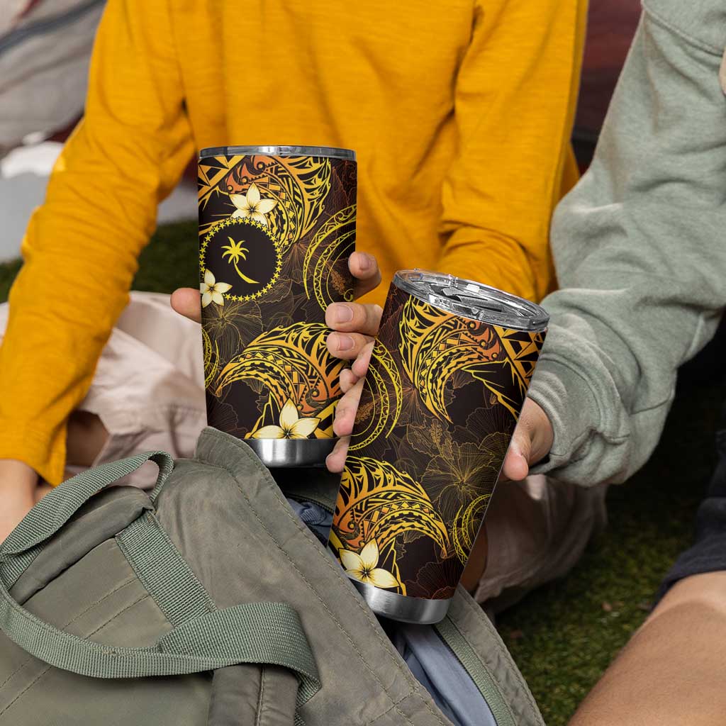 FSM Chuuk State Tumbler Cup Tribal Pattern Gold Version