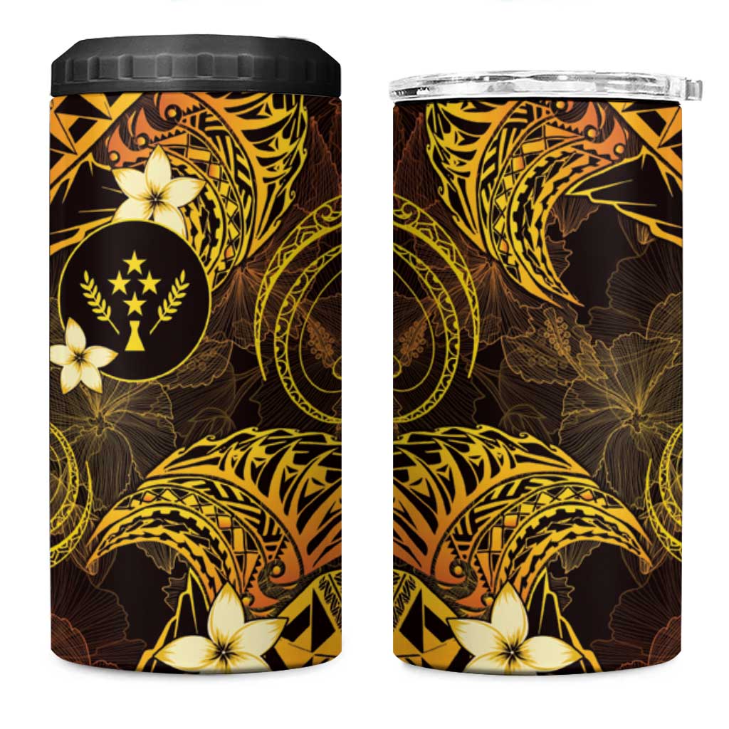 FSM Kosrae State 4 in 1 Can Cooler Tumbler Tribal Pattern Gold Version