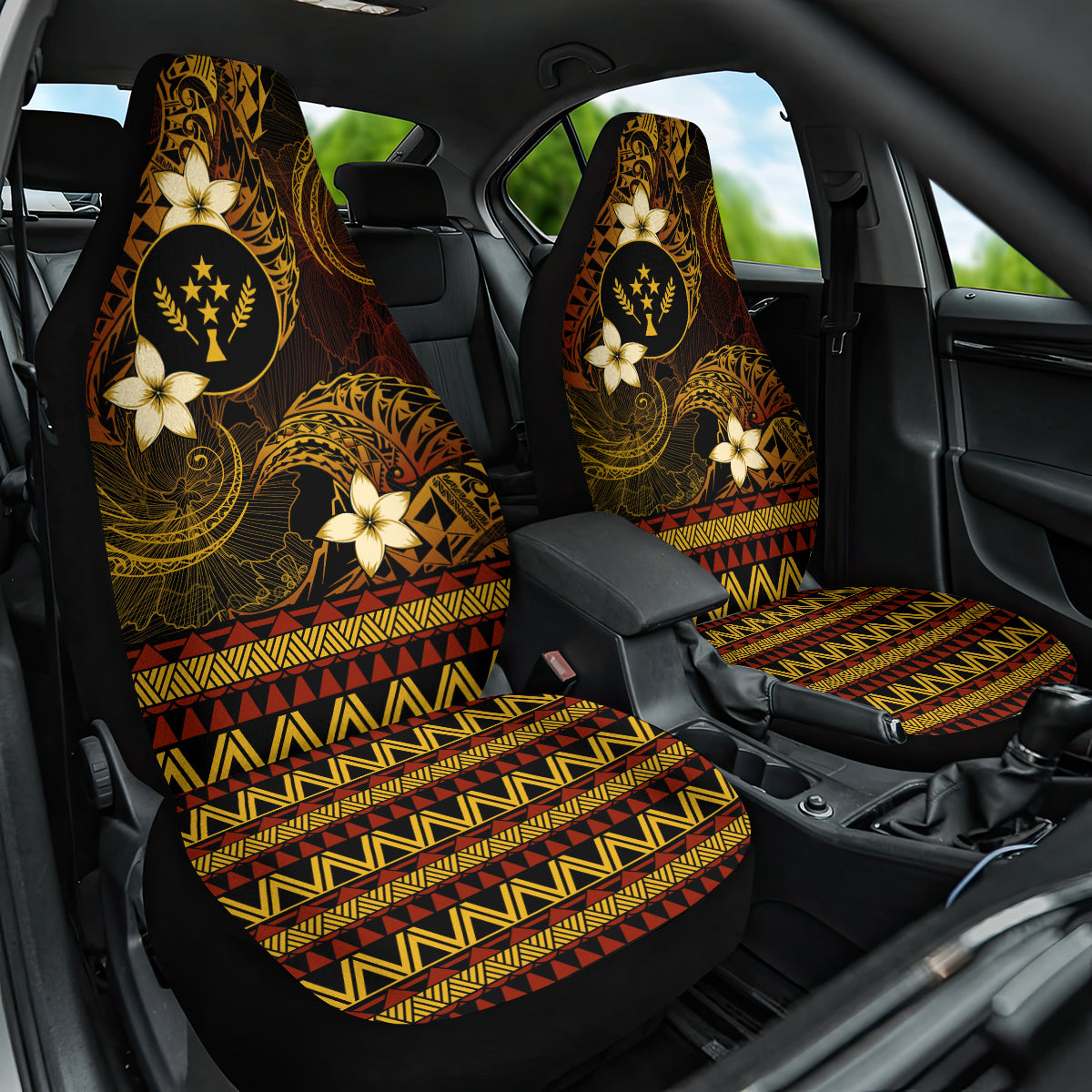 FSM Kosrae State Car Seat Cover Tribal Pattern Gold Version LT01 One Size Gold - Polynesian Pride