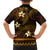 FSM Kosrae State Family Matching Off Shoulder Long Sleeve Dress and Hawaiian Shirt Tribal Pattern Gold Version LT01 - Polynesian Pride