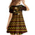 FSM Kosrae State Family Matching Off Shoulder Long Sleeve Dress and Hawaiian Shirt Tribal Pattern Gold Version LT01 - Polynesian Pride