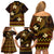 FSM Kosrae State Family Matching Off Shoulder Short Dress and Hawaiian Shirt Tribal Pattern Gold Version LT01 - Polynesian Pride