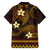 FSM Kosrae State Family Matching Short Sleeve Bodycon Dress and Hawaiian Shirt Tribal Pattern Gold Version LT01 - Polynesian Pride