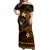 FSM Kosrae State Off Shoulder Maxi Dress Tribal Pattern Gold Version LT01 Women Gold - Polynesian Pride