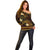 FSM Kosrae State Off Shoulder Sweater Tribal Pattern Gold Version LT01 - Polynesian Pride