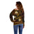 FSM Kosrae State Off Shoulder Sweater Tribal Pattern Gold Version LT01 - Polynesian Pride