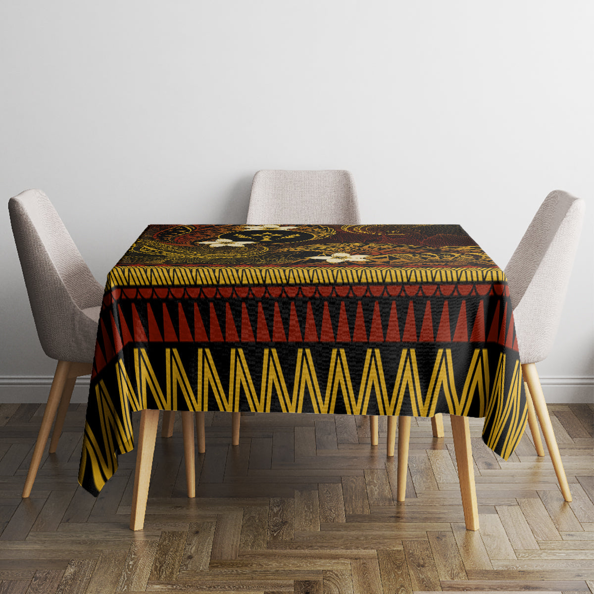 FSM Kosrae State Tablecloth Tribal Pattern Gold Version LT01 - Polynesian Pride