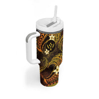 FSM Kosrae State Tumbler With Handle Tribal Pattern Gold Version