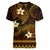 FSM Kosrae State Women V Neck T Shirt Tribal Pattern Gold Version LT01 - Polynesian Pride