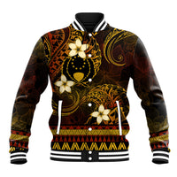 FSM Pohnpei State Baseball Jacket Tribal Pattern Gold Version LT01 Unisex Gold - Polynesian Pride