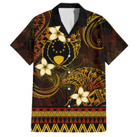 FSM Pohnpei State Family Matching Tank Maxi Dress and Hawaiian Shirt Tribal Pattern Gold Version LT01 Dad's Shirt - Short Sleeve Gold - Polynesian Pride