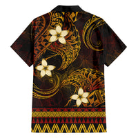 FSM Pohnpei State Family Matching Tank Maxi Dress and Hawaiian Shirt Tribal Pattern Gold Version LT01 - Polynesian Pride