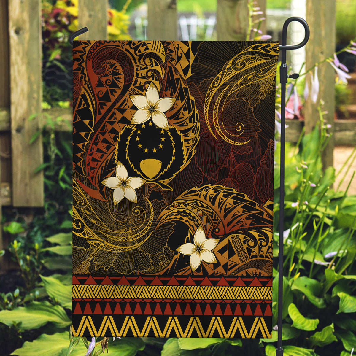 FSM Pohnpei State Garden Flag Tribal Pattern Gold Version